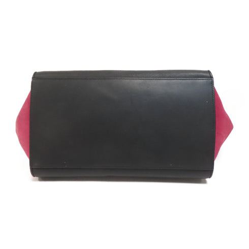 CELINE GHW Trapeze Shoulder Bag Handbag Calfskin Leather Grey Black Red