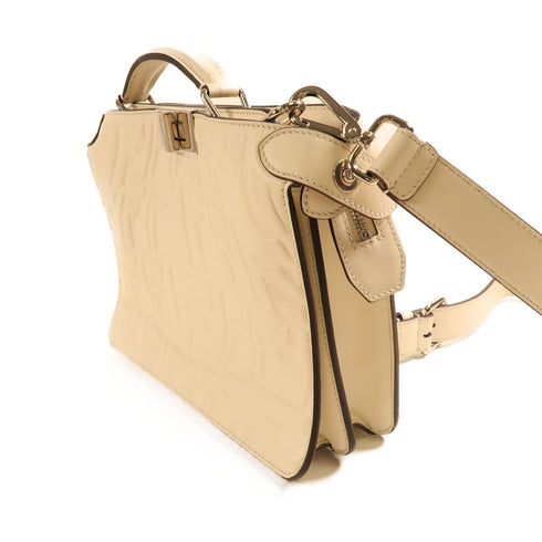 FENDI SHW Peekaboo 2Way Shoulder Handbag Calfskin Leather 7VA530 White