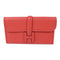 HERMES Jige Clutch Bag Evercolor Leather Red