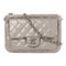 CHANEL CC Chain Shoulder Bag Lambskin Leather Silver