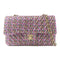 CHANEL CC GHW Classic 25 Chain Shoulder Handbag A01112 Tweed Purple Pink