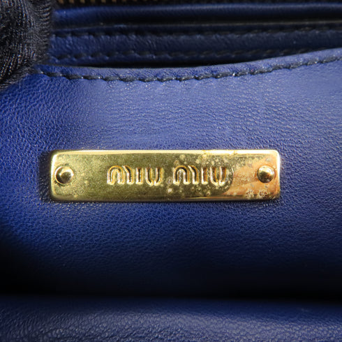 Miu Miu GHW 2way Shoulder Bag Lambskin Leather Blue