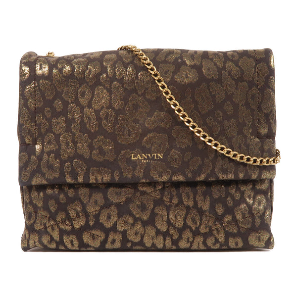 LANVIN GHW Chain Shoulder Bag Canvas Black