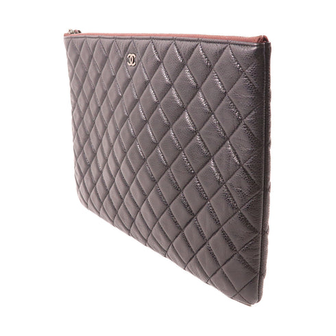 CHANEL CC SHW Pouch Clutch Calfskin Leather Black
