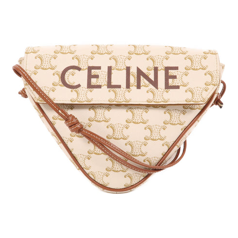 CELINE Triomphe Shoulder Bag 195902 Canvas Ivory/Brown