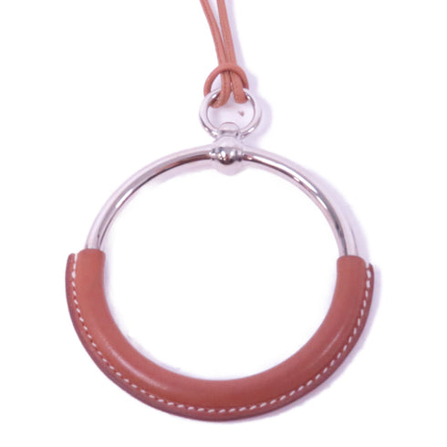HERMES Necklace Leather/Metal Brown/Silver