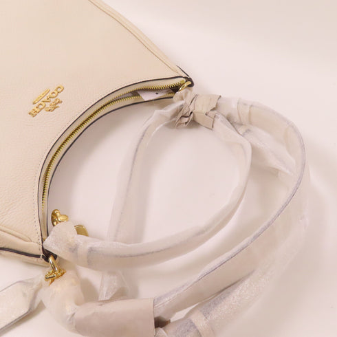 COACH GHW Shoulder Bag Calfskin Leather