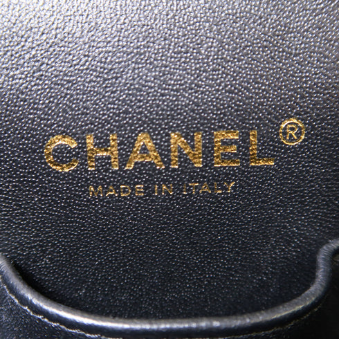 CHANEL Quilted CC GHW Vanity Chain Shoulder 2 Way Bag Lambskin Leather Black