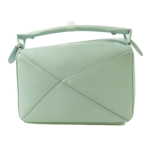 LOEWE GHW Small Puzzle 2 Way Shoulder Bag Handbag Calfskin Leather Light Blue