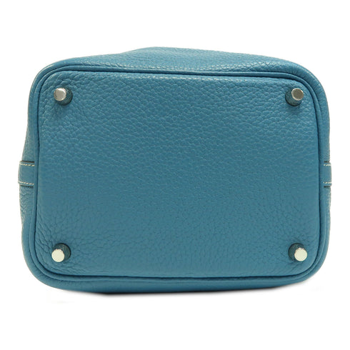 HERMES PHW Picotin Lock Handbag H056289CK Clemence Leather Blue