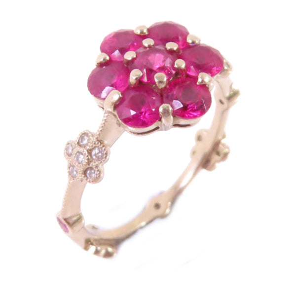 Jewelry 1.49ct Ruby 0.19ct Diamond Ring US#5.75 18K Yellow Gold