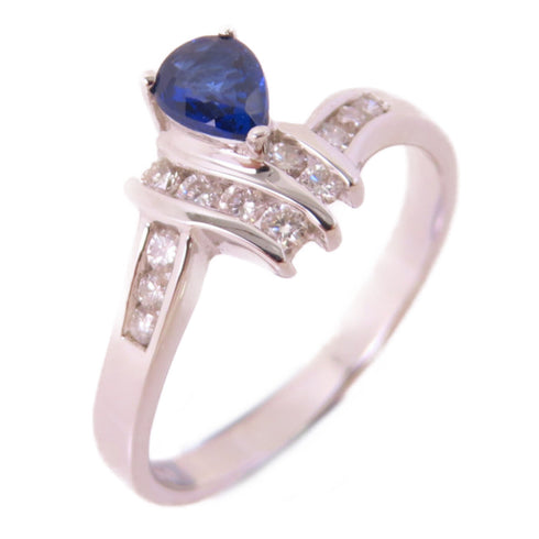 Fine Jewelry 0.38ct Sapphire 0.18ct Diamond Ring US#6.5 18K White Gold