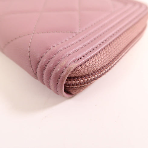 CHANEL CC GHW Boy Long Wallet Lambskin Leather