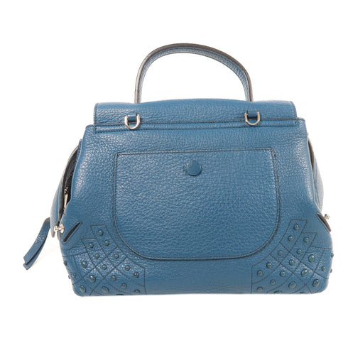 TOD'S SHW Shoulder Bag 2 Way Shoulder Bag Handbag Calfskin Leather Blue