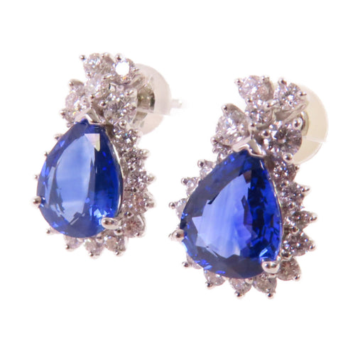 FINE JEWELRY 3.844ct Sapphire 0.92ct Diamond Earrings 18K White Gold