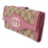 GUCCI GG GHW Interlocking Long Wallet 282426 Canvas Leather Brown Pink