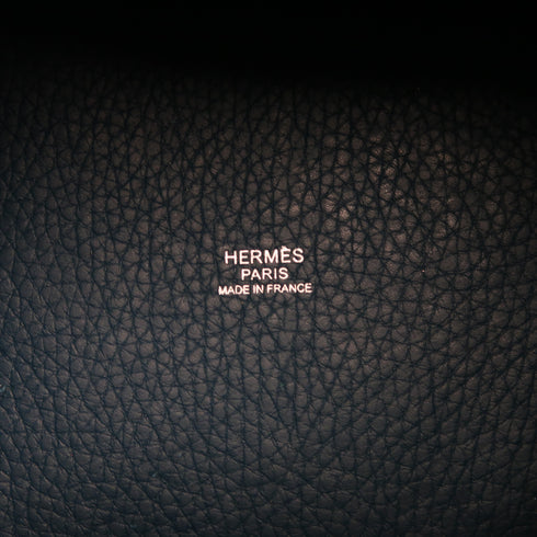 HERMES PHW Picotin PM Handbag Clemence Leather Cobalt