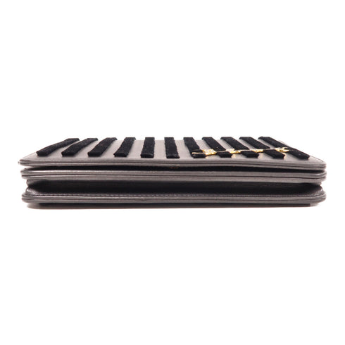 CHANEL GHW Wallet On Chain WOC Shoulder Bag Calfskin Leather Velvet Gray/Black