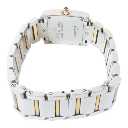 CARTIER Tank Francaise Quartz Watch 18K Yellow Gold Stainless Steel Shell Pink