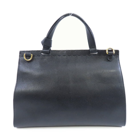 GUCCI GG GHW 2 Way Shoulder Bag 421890 Calfskin Leather Black