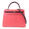 HERMES PHW Kelly 28 2 Way Bag Epsom Leather Pink/Brown