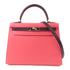 HERMES PHW Kelly 28 2 Way Bag Epsom Leather Pink/Brown