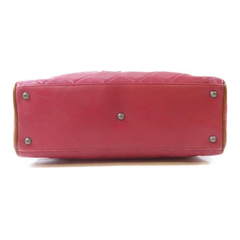 CHANEL Quilted CC Mini Boston Handbag 15685 Caviar Leather Red