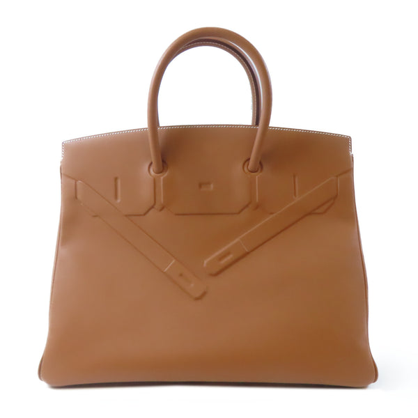 HERMES PHW Birkin 35 Handbag Swift Leather Brown