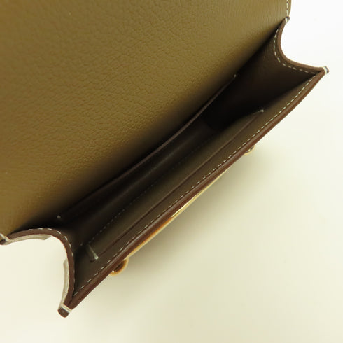 HERMES GHW Roulis Slim Wallet Evercolor Leather Stamp U 18 Etoupe Grey