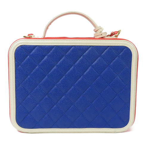 CHANEL Quilted CC GHW Vanity Chain 2Way Bag A84452 Caviar Leather White Red Blue
