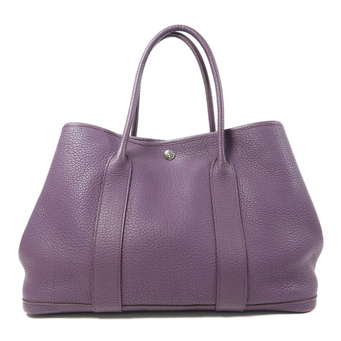 HERMES PHW Garden Party MM Handbag Negonda Leather Raisin/Purple