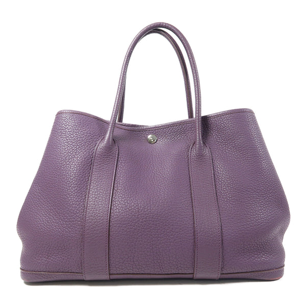 HERMES PHW Garden Party MM Handbag Negonda Leather Raisin/Purple