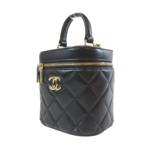 CHANEL Quilted CC GHW Trendy CC Vanity Case 2 Way Shoulder AS6126 Lambskin Black