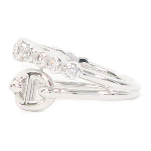 HERMES Chaine d'Ancre Chaos Fancy Ring 18K White Gold #51 #US5.75