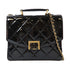 CHANEL Quilted CC GHW Top Handle Flap AS4184 2Way Chain Bag Patent Leather Black
