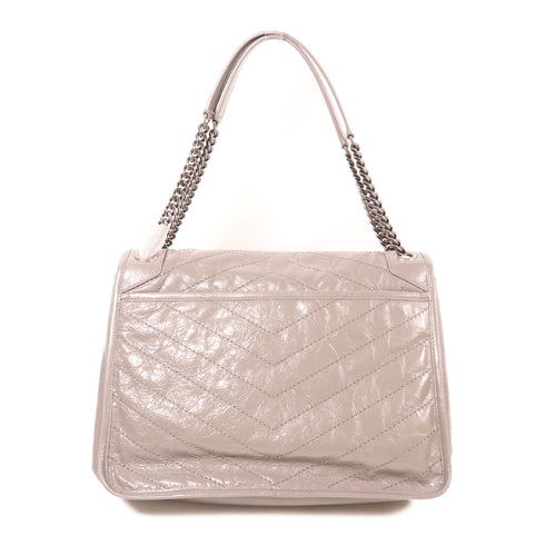 SAINT LAURENT YSL SHW Niki Large Shoulder Bag 498883 Calfskin Leather Grey