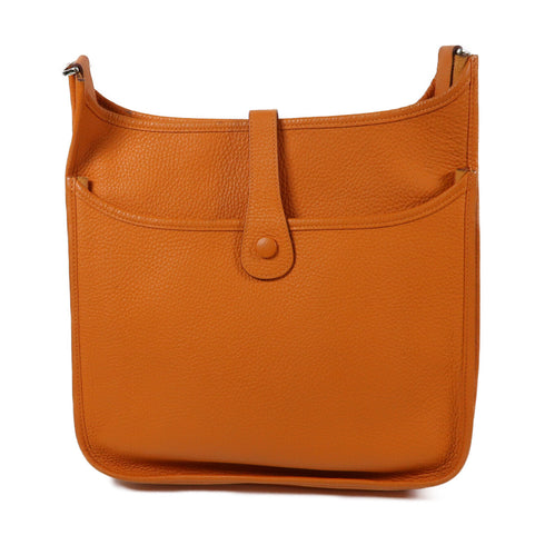 HERMES PHW Evelyne GM Shoulder Bag Taurillon Clemence Stamp Q I9 Apricot Orange