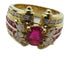 FINE JEWELRY 0.92/0.74ct Ruby 0.91ct Diamond Ring 18K Yellow Gold US#6.25