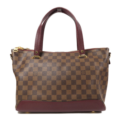 LOUIS VUITTON LV GHW Hyde Park 2 Way Bag N41015 Damier Ebene Brown/Red/Purple