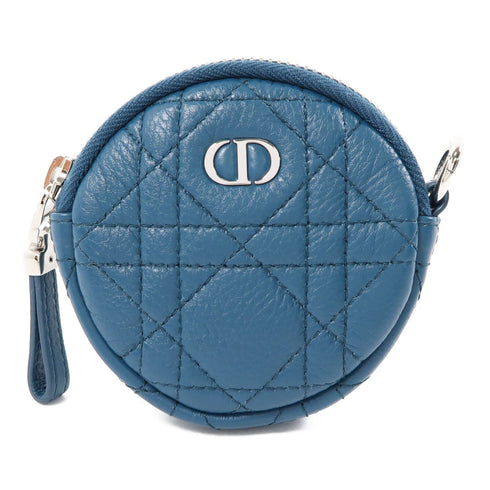 Christian Dior CD SHW Coin Case Purse Calfskin Leather Blue