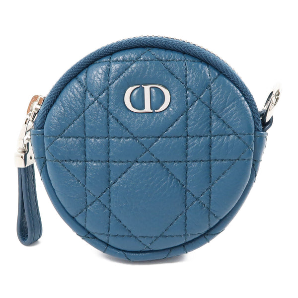 Christian Dior CD SHW Coin Case Purse Calfskin Leather Blue
