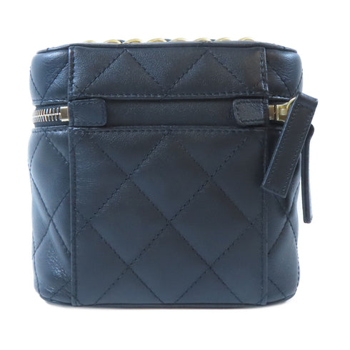 CHANEL Quilted CC GHW Vanity Case 2 Way Shoulder Bag Calfskin Leather Black