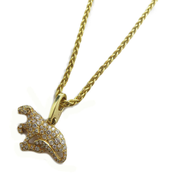 CARTIER Panthere Diamond Charm Necklace Accessories 18K Yellow Gold