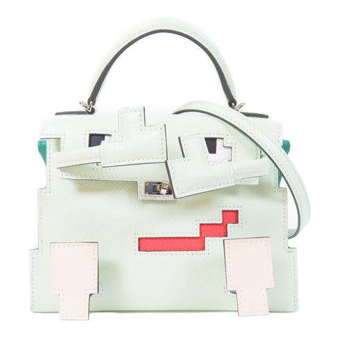 HERMES PHW Kelly Doll Picto Shoulder Bag Epsom Leather Vert Fizz Green