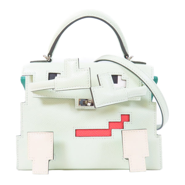HERMES PHW Kelly Doll Picto Shoulder Bag Epsom Leather Vert Fizz Green