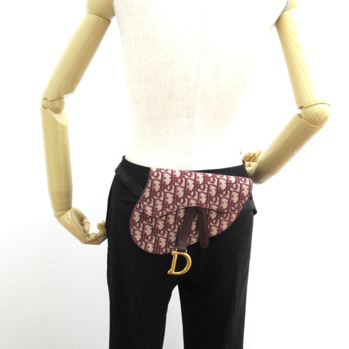 Christian Dior Mini Saddle Waist Hip Bum Bag Canvas Bordeaux Used Women