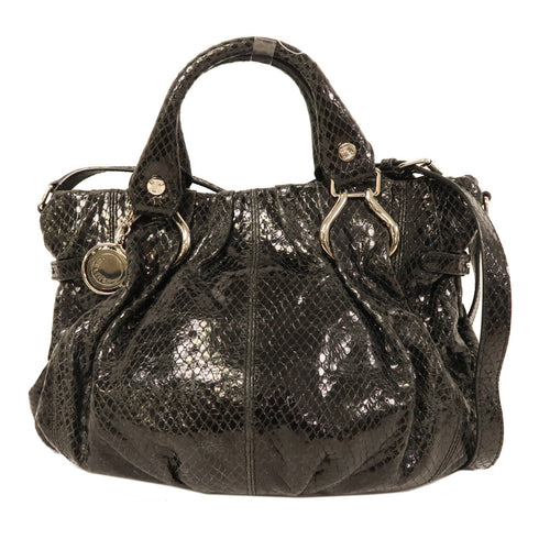 CELINE SHW 2 Way Shoulder Bag Handbag Calfskin Leather Black