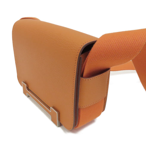 HERMES PHW Geta Shoulder Bag Chevre Leather Stamp U Orange