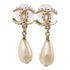 CHANEL CC Earrings 16/C Metal Gold White