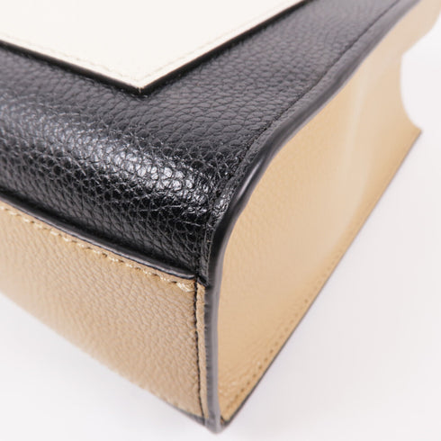 MARC JACOBS GHW 2way Shoulder Bag Calfskin Leather Brown White Black